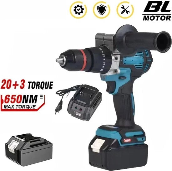 Macchina a Batteria Senza Filo 1500W 13mm 650nm Accu-Drill Martello elettrico Batteria Li-Ion - 18V Batteria