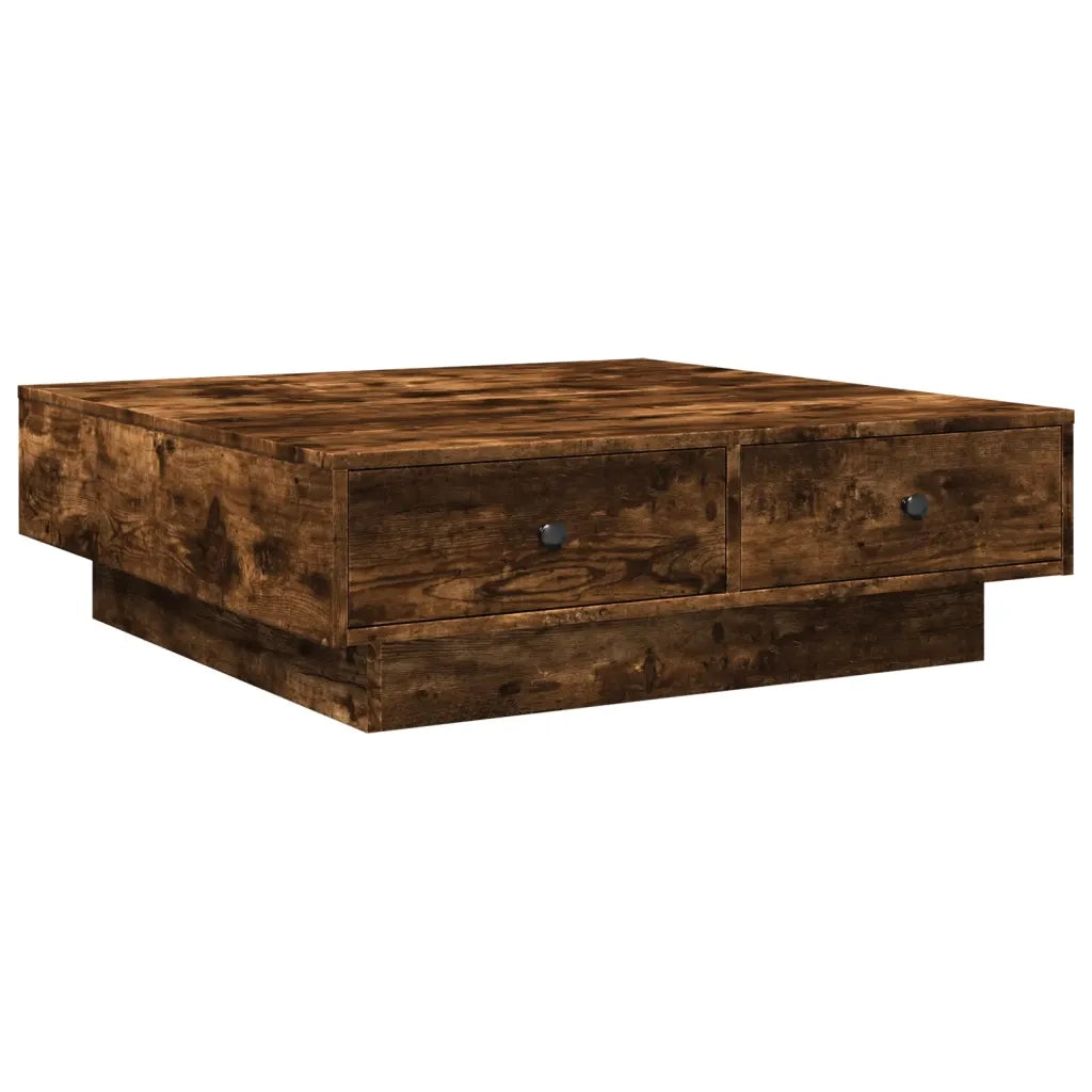 Tavolino da Salotto Rovere Fumo 90x90x28 cm Legno Multistrato 848091