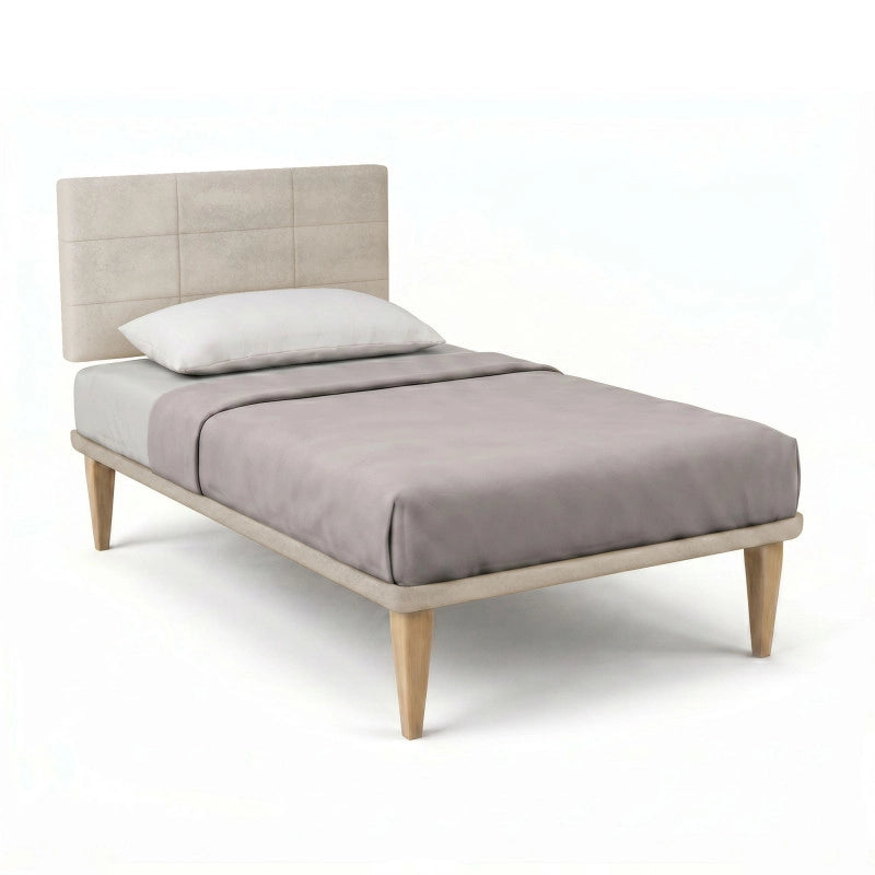 Letto imbottito Piazza e mezzo 120x200 cm Square - Con rete,Microfibra,Sabbia