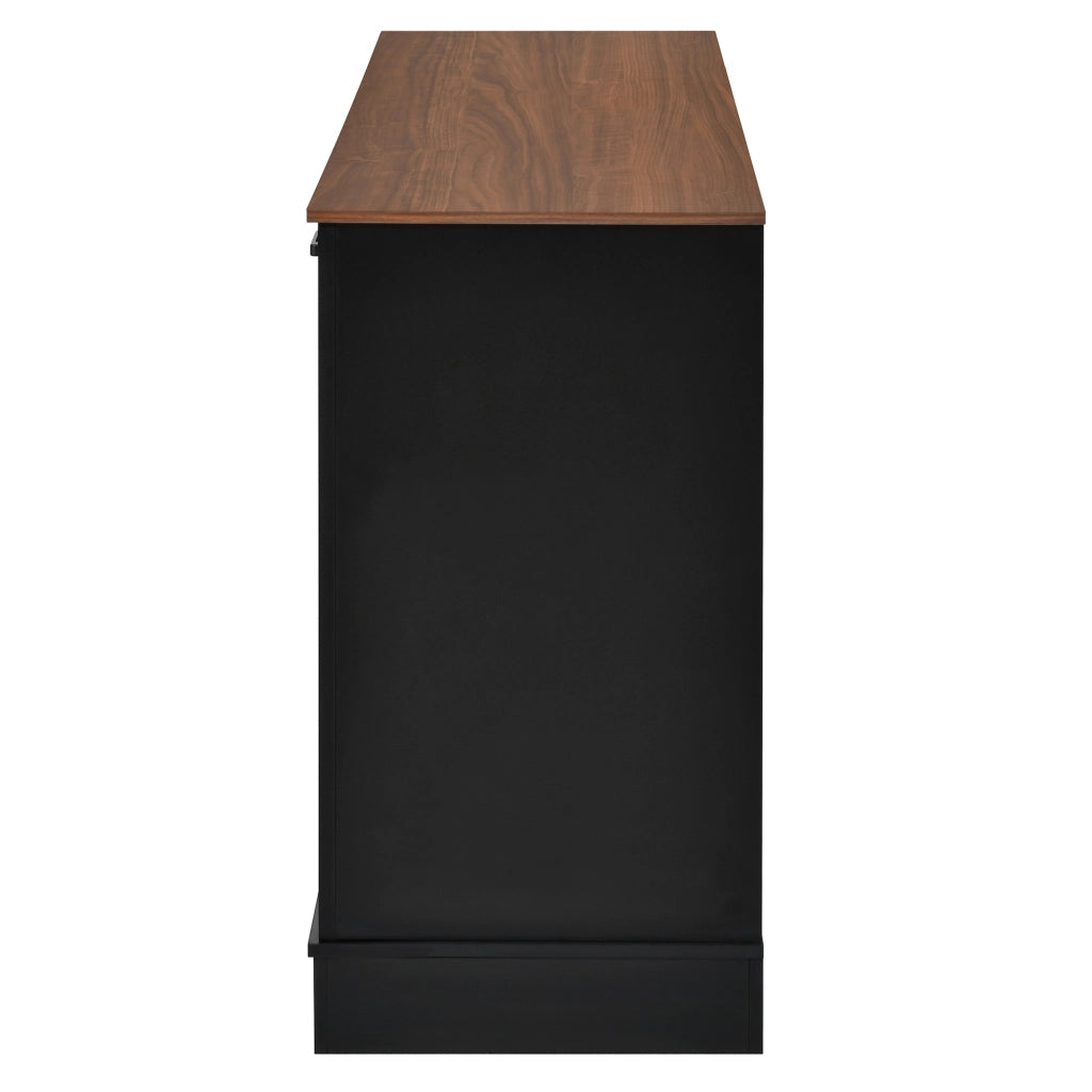 Credenza e madia con 4 ante 3 cassetti e 2 vani, in MDF, nero, per soggiorno e ingresso, 160 × 40 × 75 cm