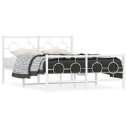 Letto matrimoniale | Letto per adulti | Giroletto con Testiera e Pediera Metallo Bianco 135x190 cm