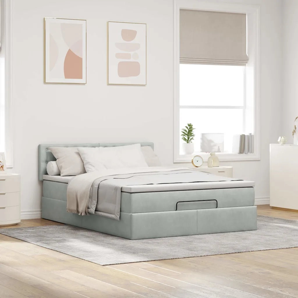 Struttura Letto Pouf con Materasso 140x190 cm Velluto 3311915