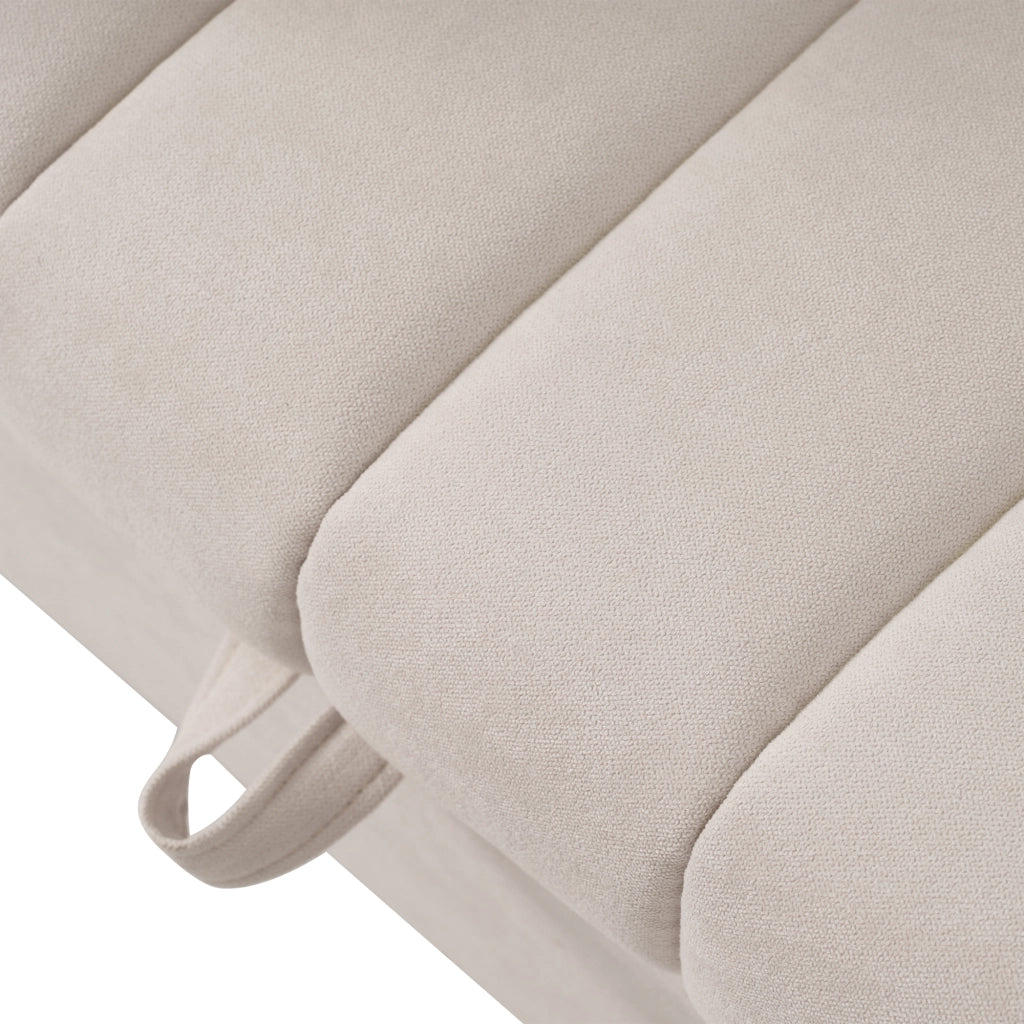 Divano Letto 2 Posti con Schienale Regolabile, Portabicchieri, Tasche Laterali e Cuscini in Lino Cotone Beige