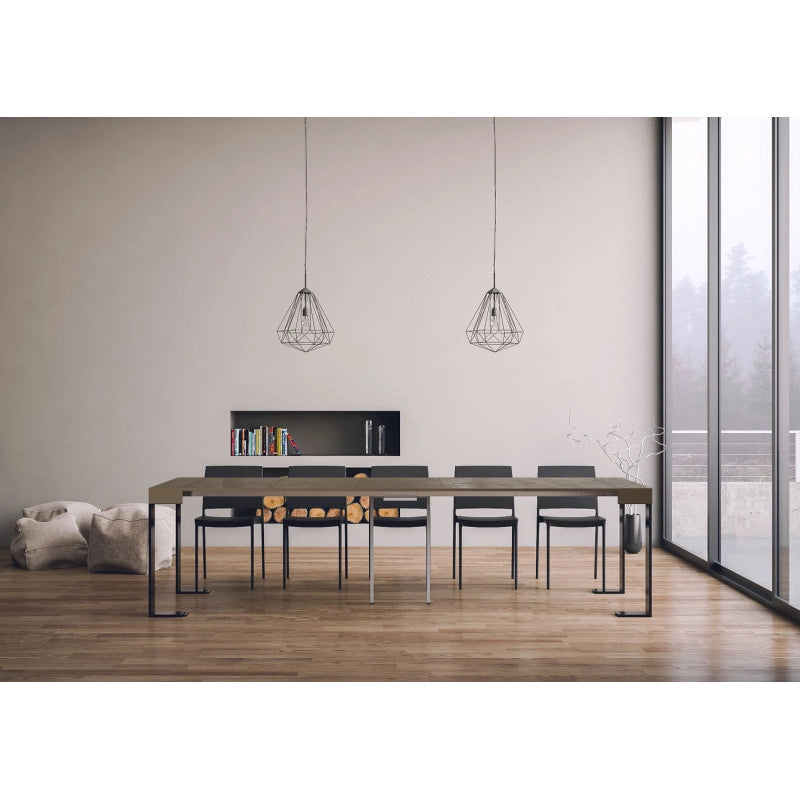 Consolle allungabile 90x40/300 cm Tecno telaio Antracite - Tortora