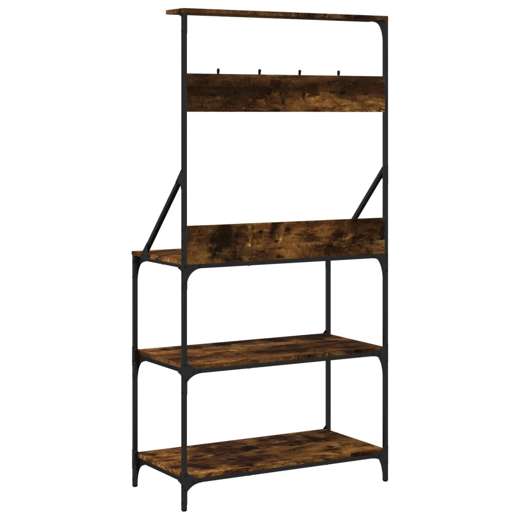 Scaffale Cucina Ganci 4 Ripiani Rovere Fumo Legno Multistrato CFW8540012