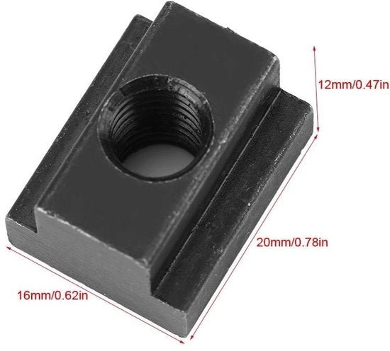 T-moer in Ossidato Nero - M8/M10 - Acciaio 45 di Alta Qualità - T-groef - Connettore per Componenti - Alta Durata - T-groefmoer