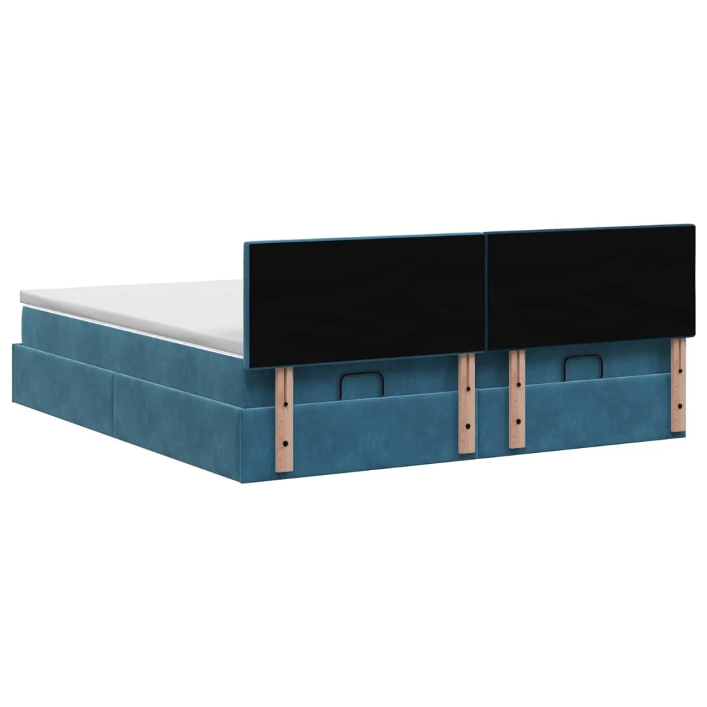 Letto Ottomano con Materasso e LED Blu scuro 180 x 200 cm 3457318