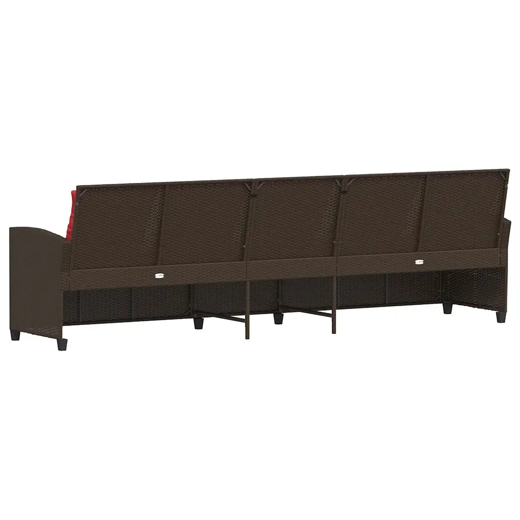 Divano da Giardino a 5 Posti con Cuscini-Sofa da Giardino-Divano da esterno in Polyrattan Marrone 836378