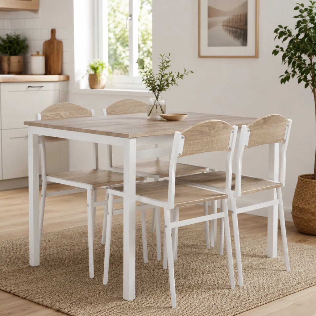 Set tavolo e sedie 100x63x76.5 cm per 4 persone in MDF grigio chiaro