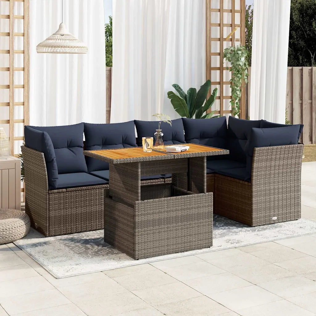 Set Divano da Giardino 6 pz con Cuscini Grigio in Polyrattan 3326931