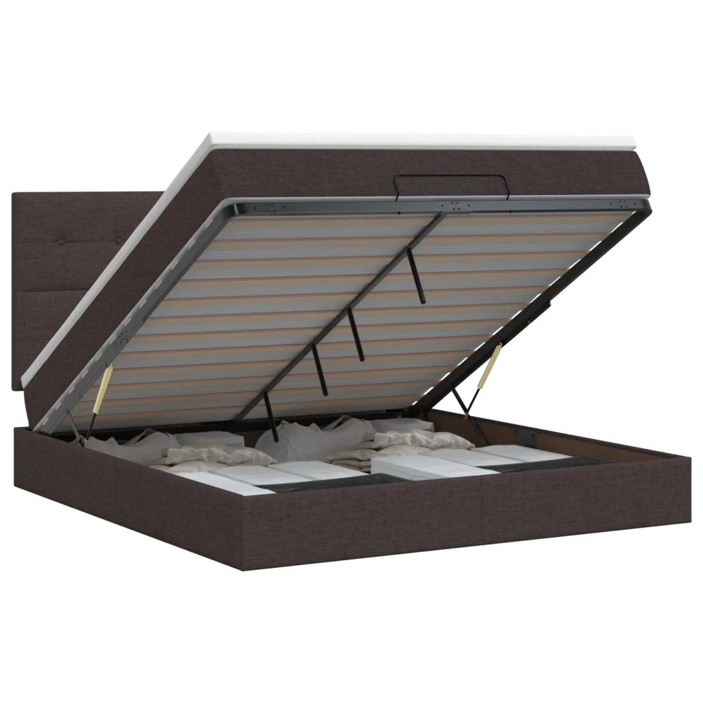 Letto ottomano con materasso Marrone Scuro 140 x 190 cm Tessuto 3457490