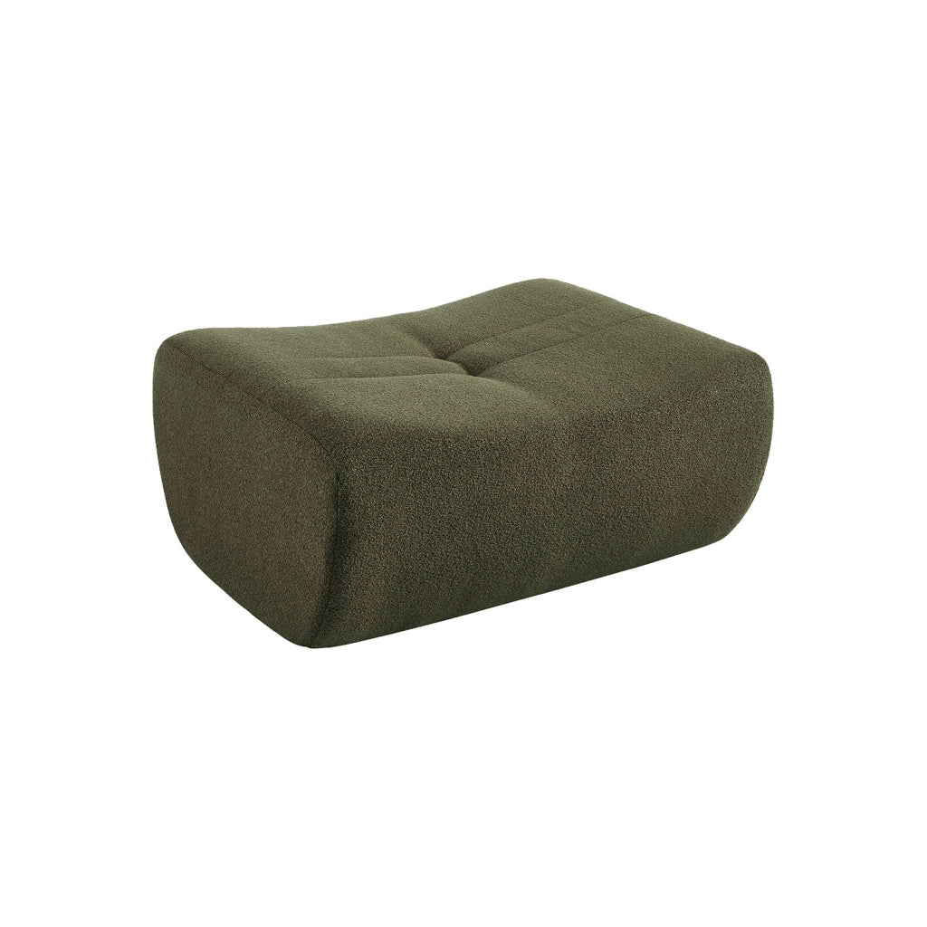 Poltrona bouclé testurizzata con poggiapiedi, 1 posto, verde kaki