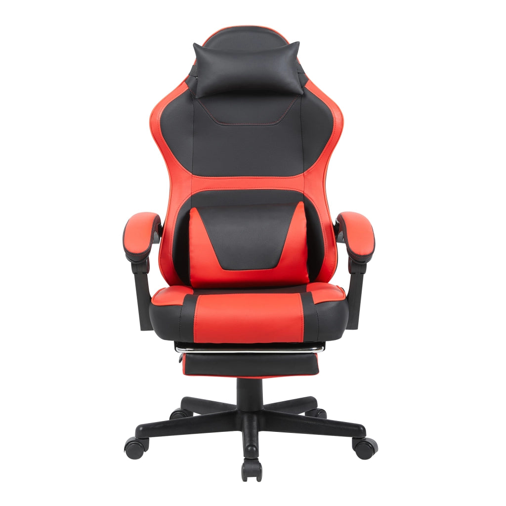 Sedia gaming con tasca posteriore e cilindro pneumatico a 3 livelli in PVC nero rosso 77 × 25,5 × 59,0 cm