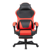 Sedia gaming con tasca posteriore e cilindro pneumatico a 3 livelli in PVC nero rosso 77 × 25,5 × 59,0 cm