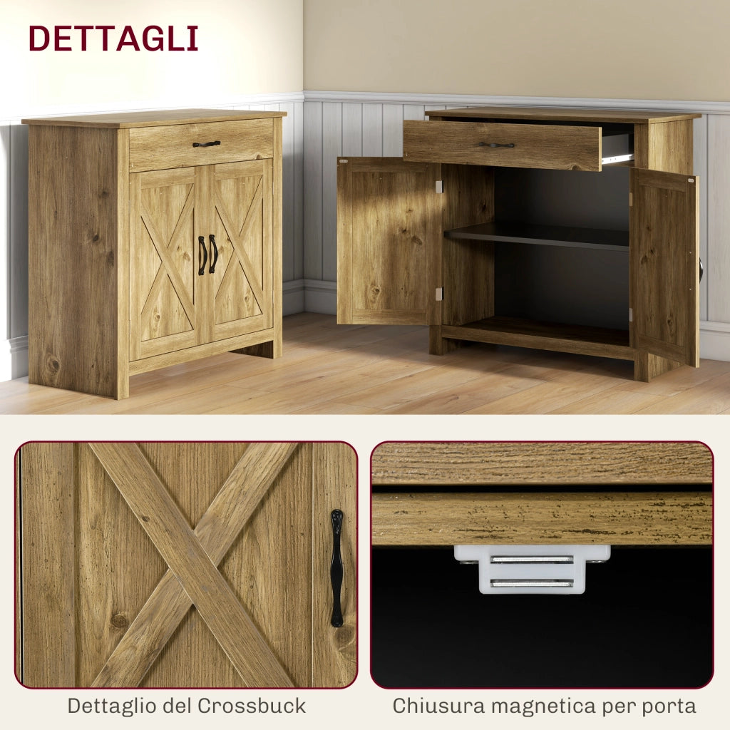 Credenza Cucina con 2 Ante e Cassetto ¨C Zephmum ¨C Legno 80x40x80