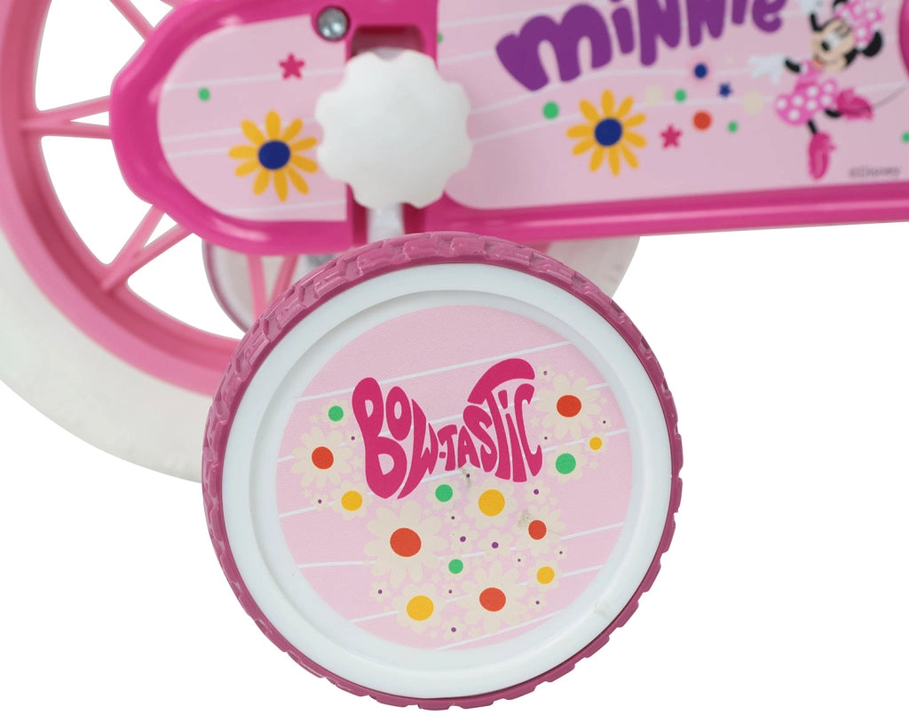 Bicicletta per Bambine 12" Disney Minnie Freno Caliper e Stabilizzatori in Acciaio Hi-Ten Rosa