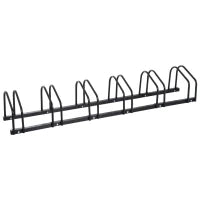 Rastrelliera Portabiciclette Parcheggio per 6 Biciclette in Acciaio, 179x33x27 cm, Nero