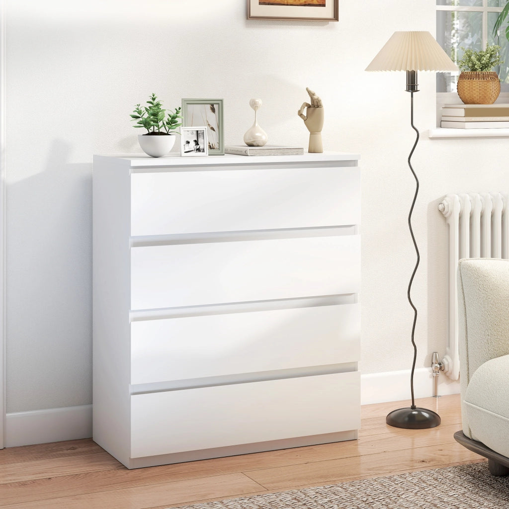 Cassettiera 4 Cassetti Legno Bianco Camera ¨C Minimal ¨C 80x39x95