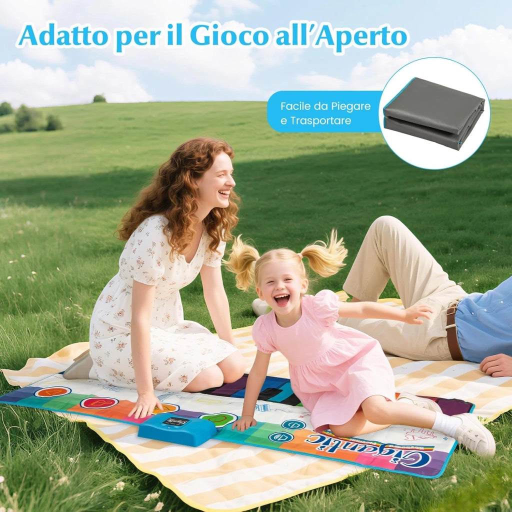 Tappeto da Ballo Piano per Bambini, Tappeto Musicale con 8 Suoni di Strumenti, Tastiera Pianoforte Colorata e Musica, Registrazione e Riproduzione, Giocattolo Educativo per Bambini 3+ Anni