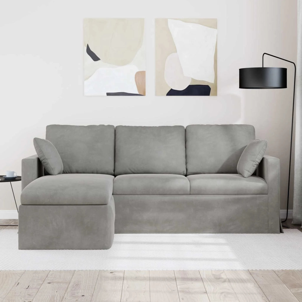 Divano Grigio chiaro 198 x 134 x 80 cm Velluto 42024458