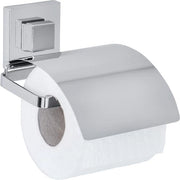 Halter per carta igienica quadrato con copertura, supporto per carta igienica in bagno e WC per ospiti, installazione senza perforazione, acciaio inox lucido, 13 x 11,5 x 14 cm