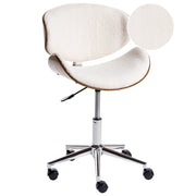 Sedia da scrivania in boucle bianco imbottita con sedile regolabile in altezza tramite pistone a gas e base girevole