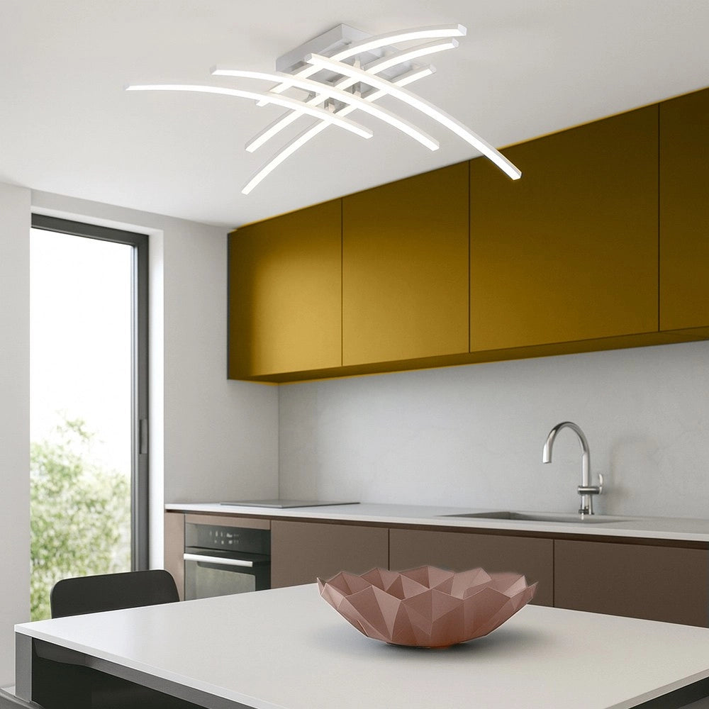 Plafoniera LED da soffitto 36W con 6 fasce curve CCT design moderno per soggiorno salotto e open space