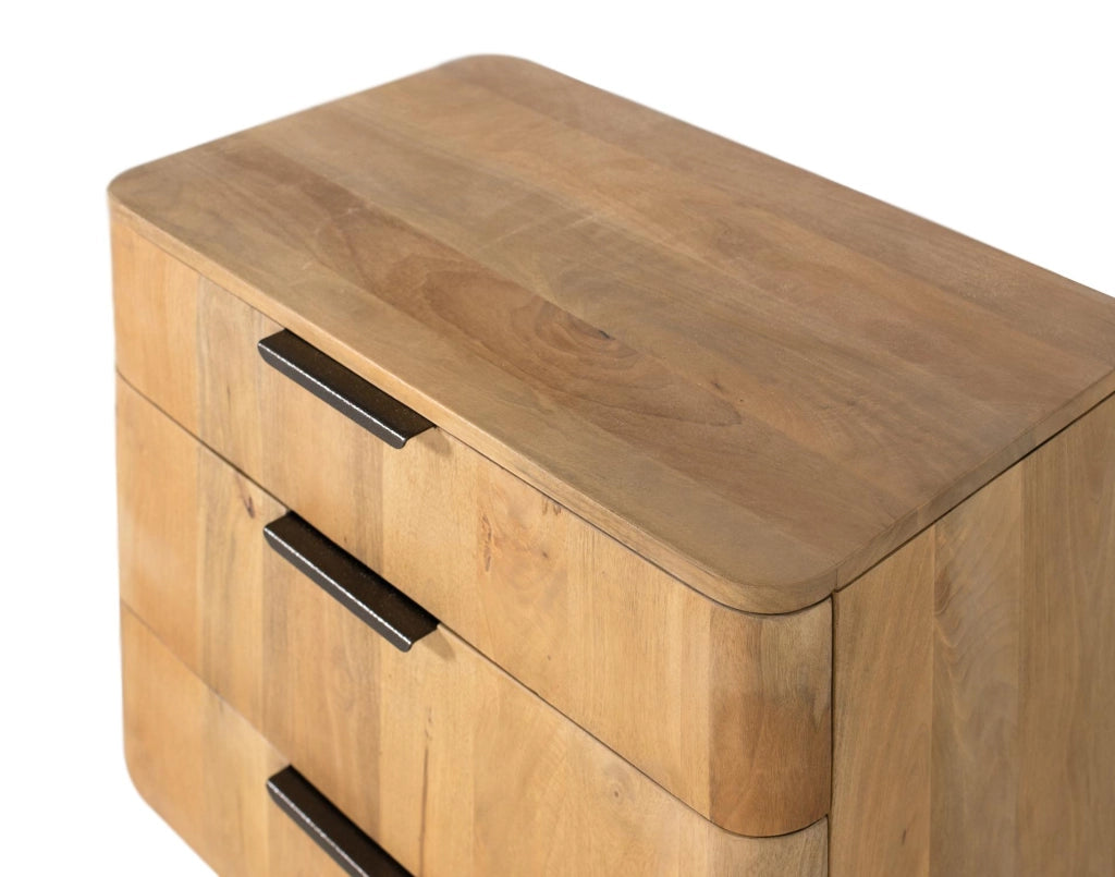 Comodino in legno di mango con angoli arrotondati