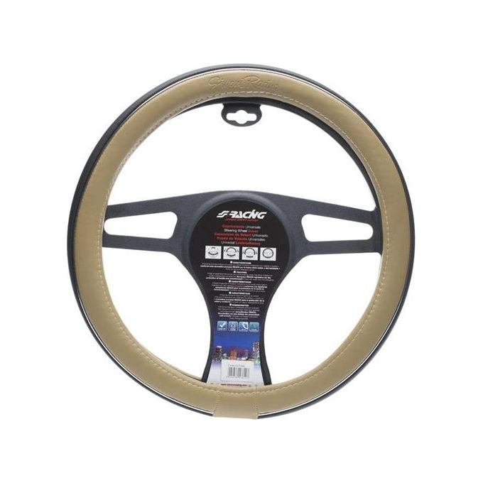 Simoni Racing copriruota per volante Trophy 6 CVT-6GR, eco-pelle, diametro 37-39 cm, crema e grigio