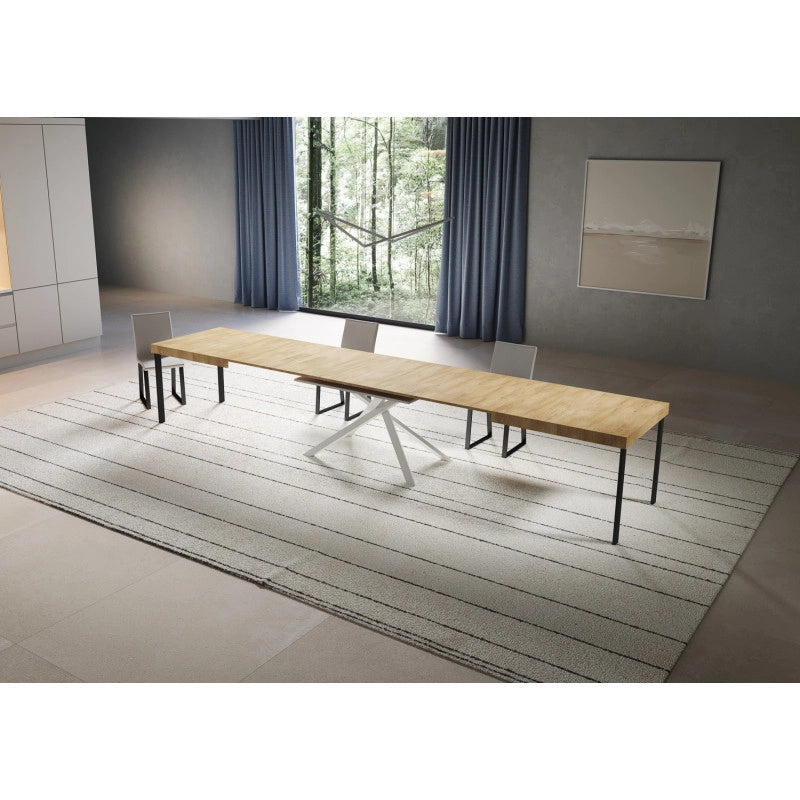 Tavolo allungabile 200/460x90 cm Niket telaio Bianche - Quercia Natura