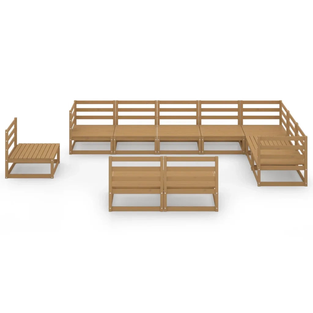 Set Salotto da Giardino 10pz Marrone Ambra Legno Massello Pino 3075797