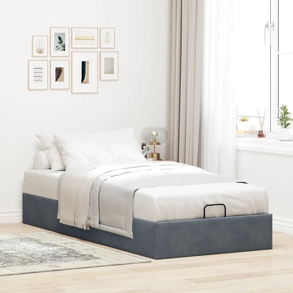 Giroletto senza Materasso Grigio Scuro 90x190 cm Velluto