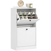 Scarpiera con 2 Cassetti ¨C zephmum ¨C Bianco Veteado 47x26x85 cm