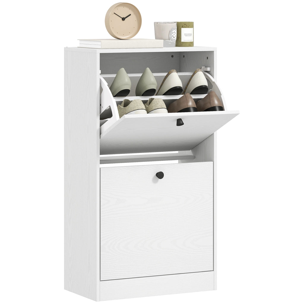 Scarpiera con 2 Cassetti ¨C zephmum ¨C Bianco Veteado 47x26x85 cm