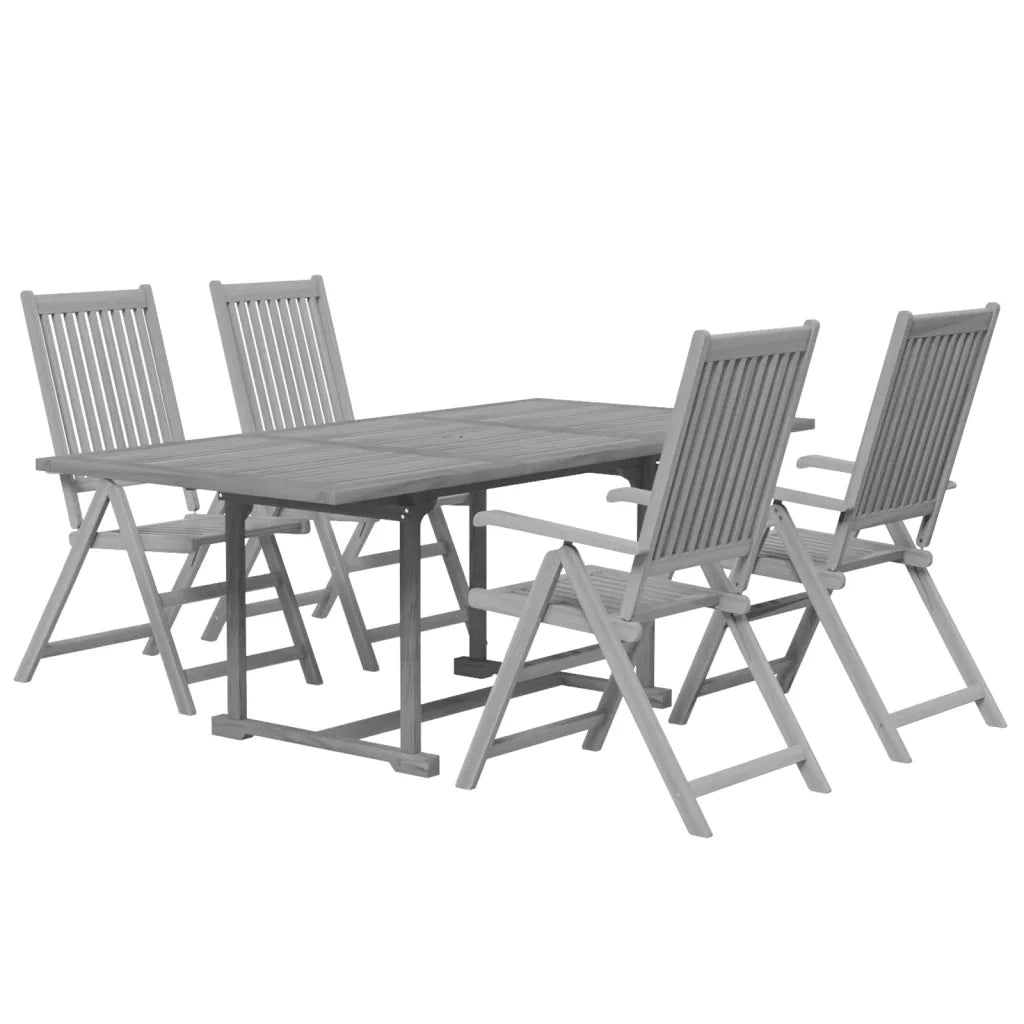 Set da Pranzo per Giardino 5 pz in Legno Massello di Acacia cod mxl 46829