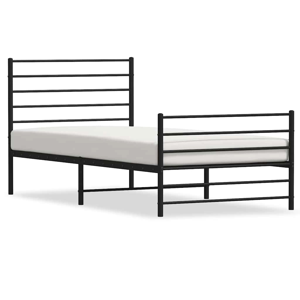 Giroletto con Testiera e Pediera Metallo Nero 90x190 cmcod mxl 73270