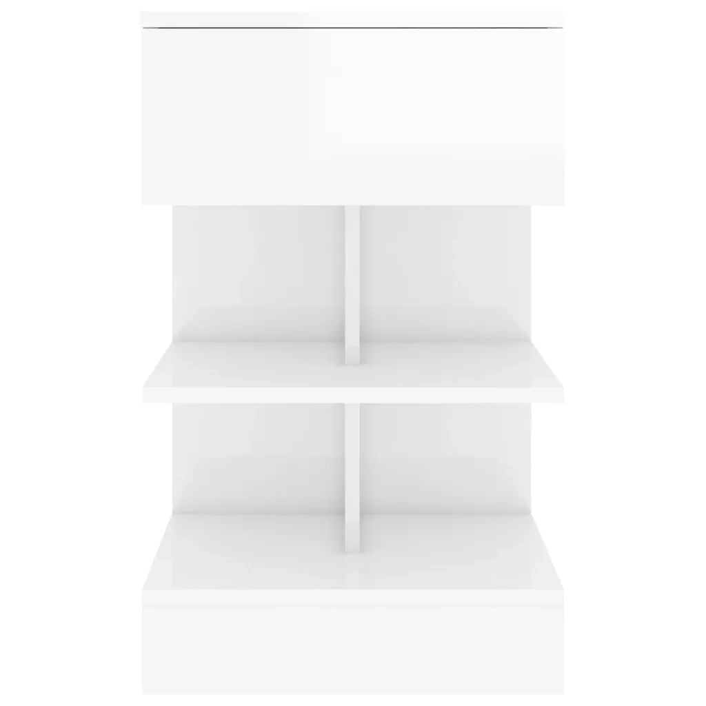 Comodino | Armadio da Notte | Mobiletto da notte Bianco Lucido 40x35x65 cm in Truciolato