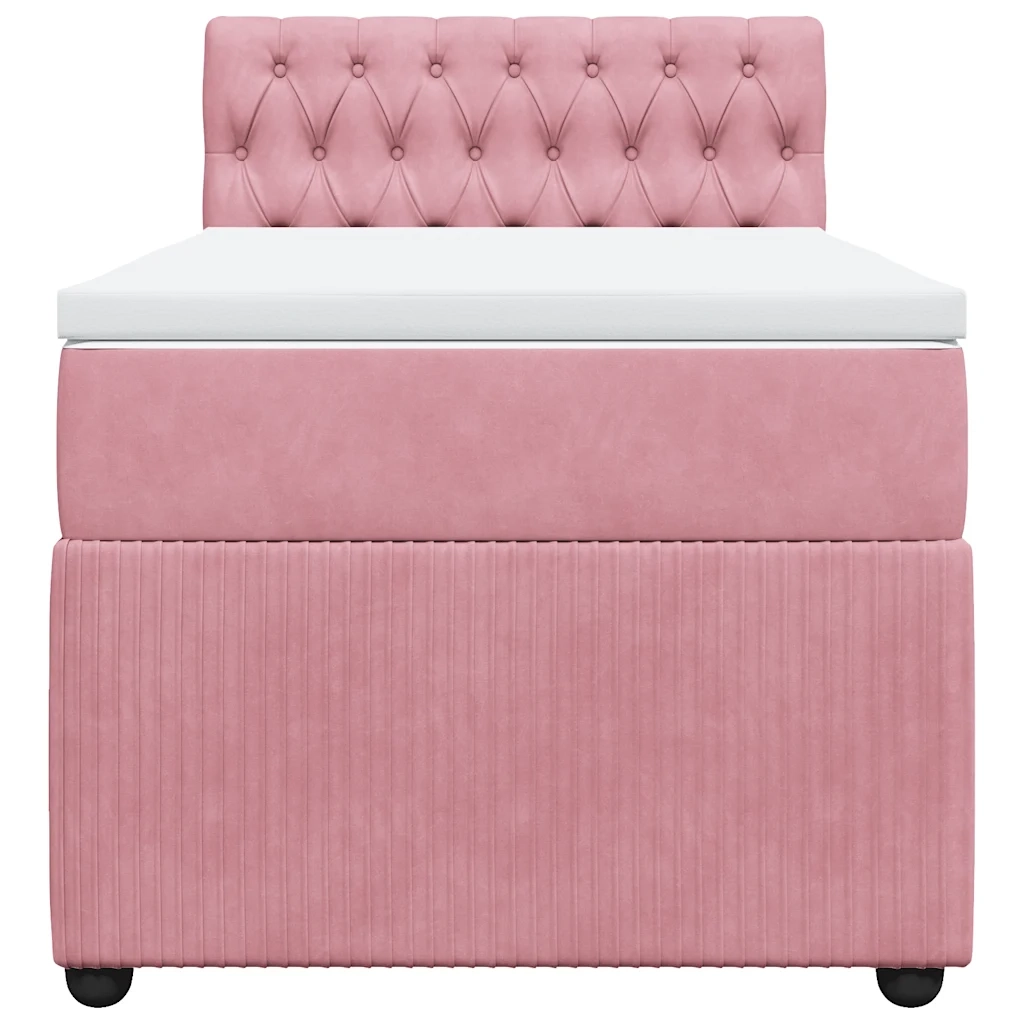 Giroletto a Molle con Materasso Rosa 90x190 cm in Velluto