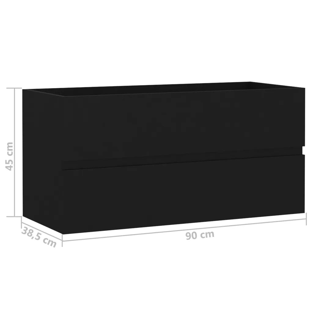 Mobiletto lavabo da bagno dal design moderno ed elegante 90 x 38,5 x 45 cm legno nero 02_0047819