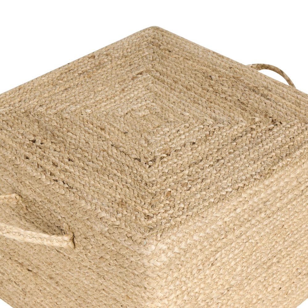 Pouf in juta naturale beige 45 x 45 cm pouf imbottitura in EPS maniglie accessorio boho