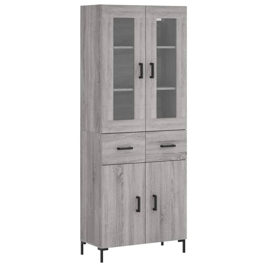 Buffet credenza cassettiera armadio mobile contenitore organizer cucina soggiorno salotto rovere Sonoma alto 69,5 x 34 x 180 cm legno ingegnerizzato grigio 02_0035562