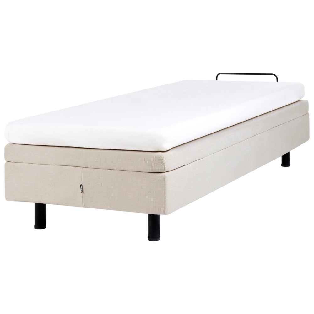 Letto elettrico matrimoniale tessuto beige regolabile con telecomando senza testiera 80x200 cm stile moderno