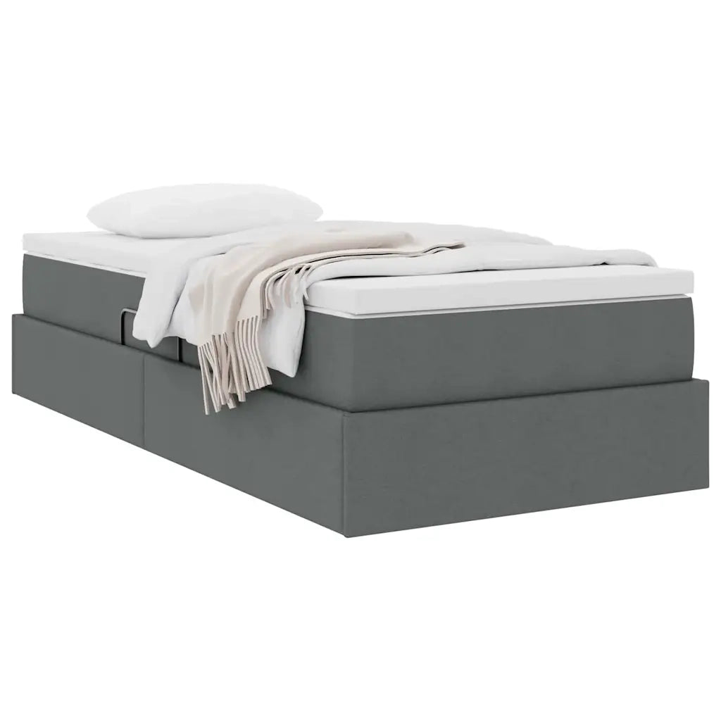 Letto con contenitore e materasso Grigio scuro 90 x 200 cm