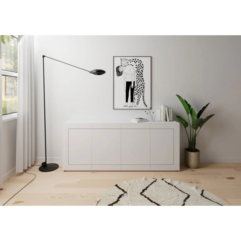 Madia moderna 4 ante 200x40x83,5 cm Elios - Bianco Lucido
