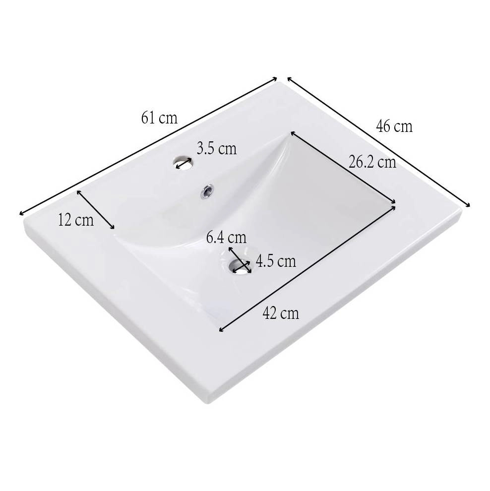 Mobile bagno con lavabo ceramico 60 cm e vanità sottolavabo grigio chiaro