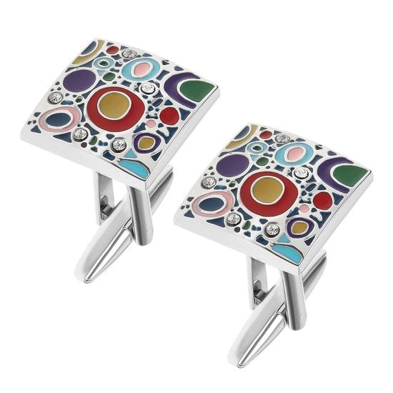 Manchetknopen Uniche con Disegno a Emaillo - Zaffiri per Uomo - 5 Diamanti - Chiusura Flessibile - Materiale Duraturo - Ideali per Eventi Formali - Cufflinks