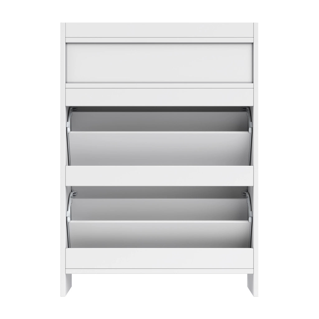 Scarpiera stretta con 2 vani a ribalta e 1 cassetto, mobile portascarpe moderno salvaspazio per ingresso, bianco, 75 ¡Á 24 ¡Á 108,5 cm