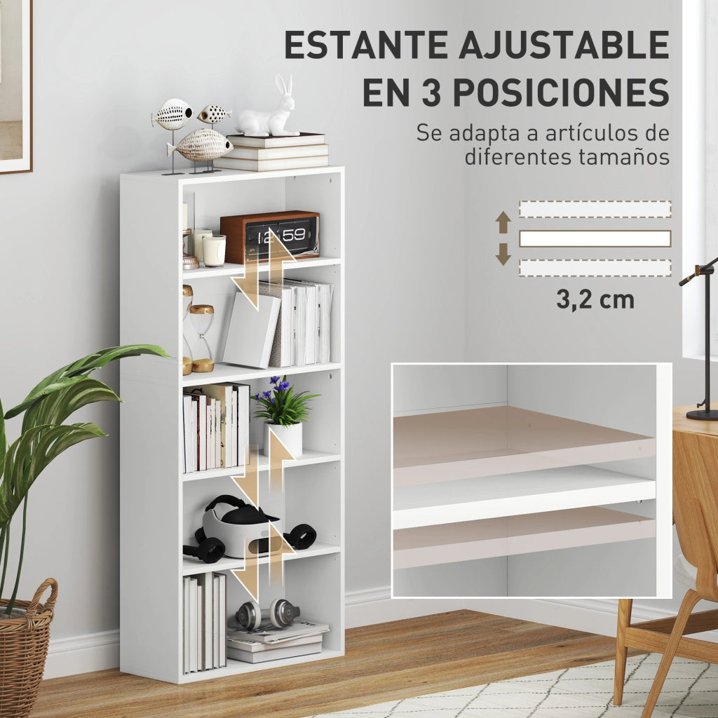 Libreria con 3 Ripiani Aggiustabili ¨C zephmum ¨C 60x24x133,5 cm Bianco