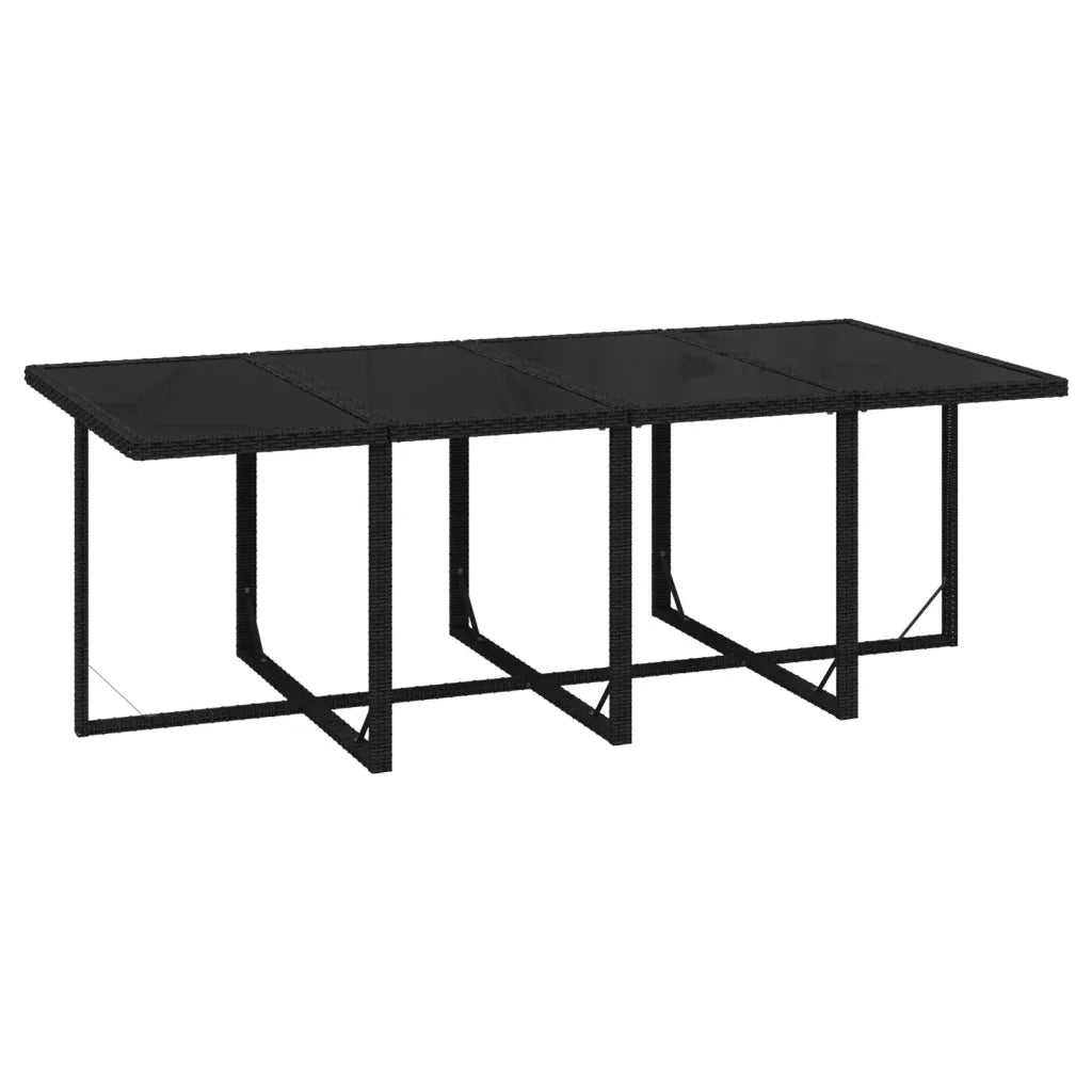 Set da Pranzo da Giardino 9 pz con Cuscini Nero in Polyrattan 3095558