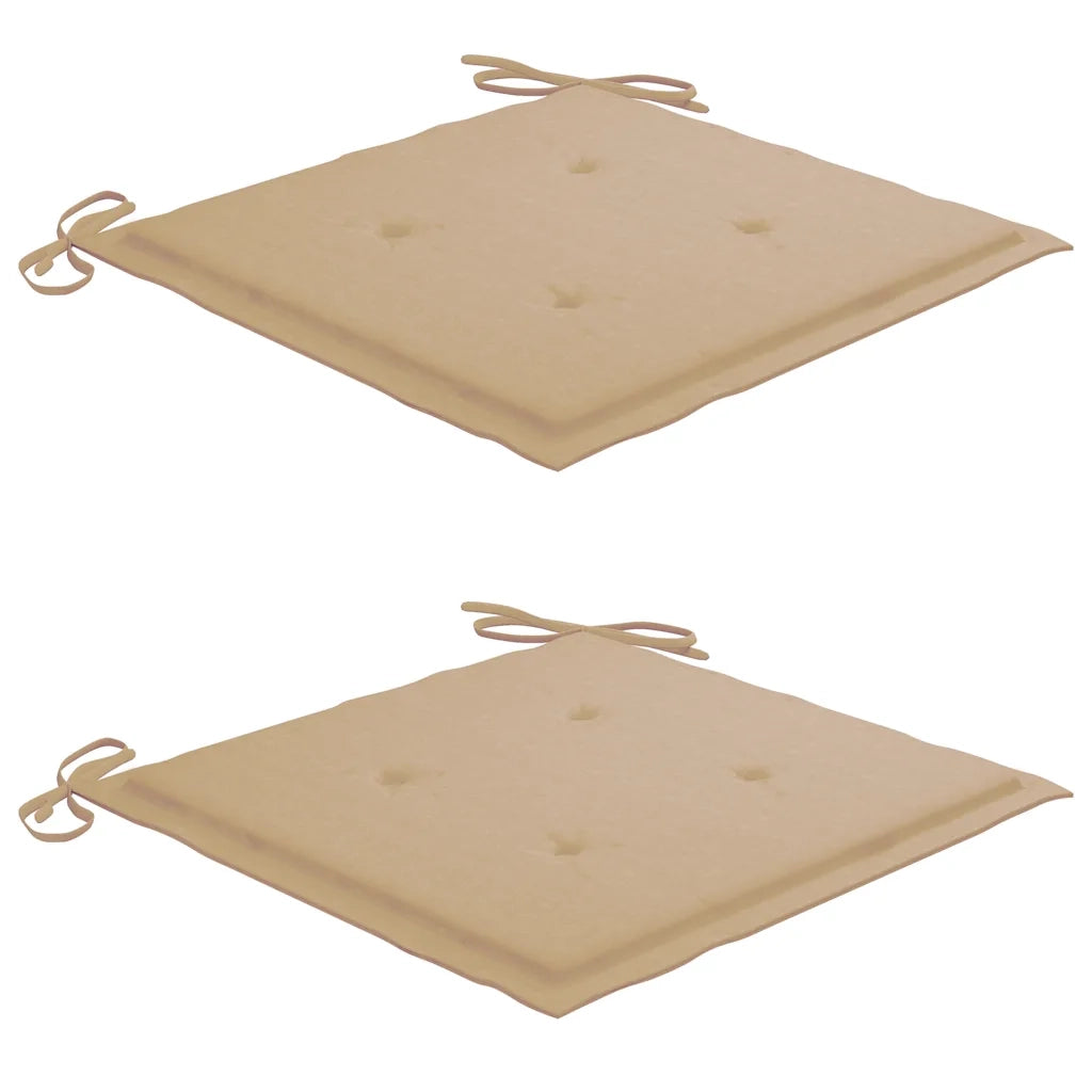 Set da Bistrot 3 pz | Set Salotto da Giardino con Cuscini Beige in Legno Massello di Teak